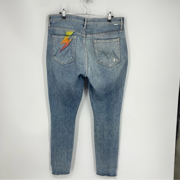 MOTHER The Stunner Ankle Step Fray Jeans Helter Skelter wash Sz‎ 31 - Picture 2 of 15
